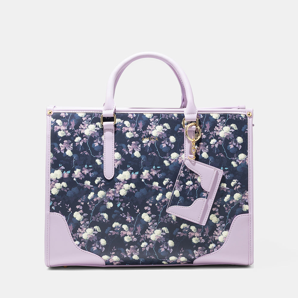 AMICA Ella Floral Tote Bag for Women - Purple
