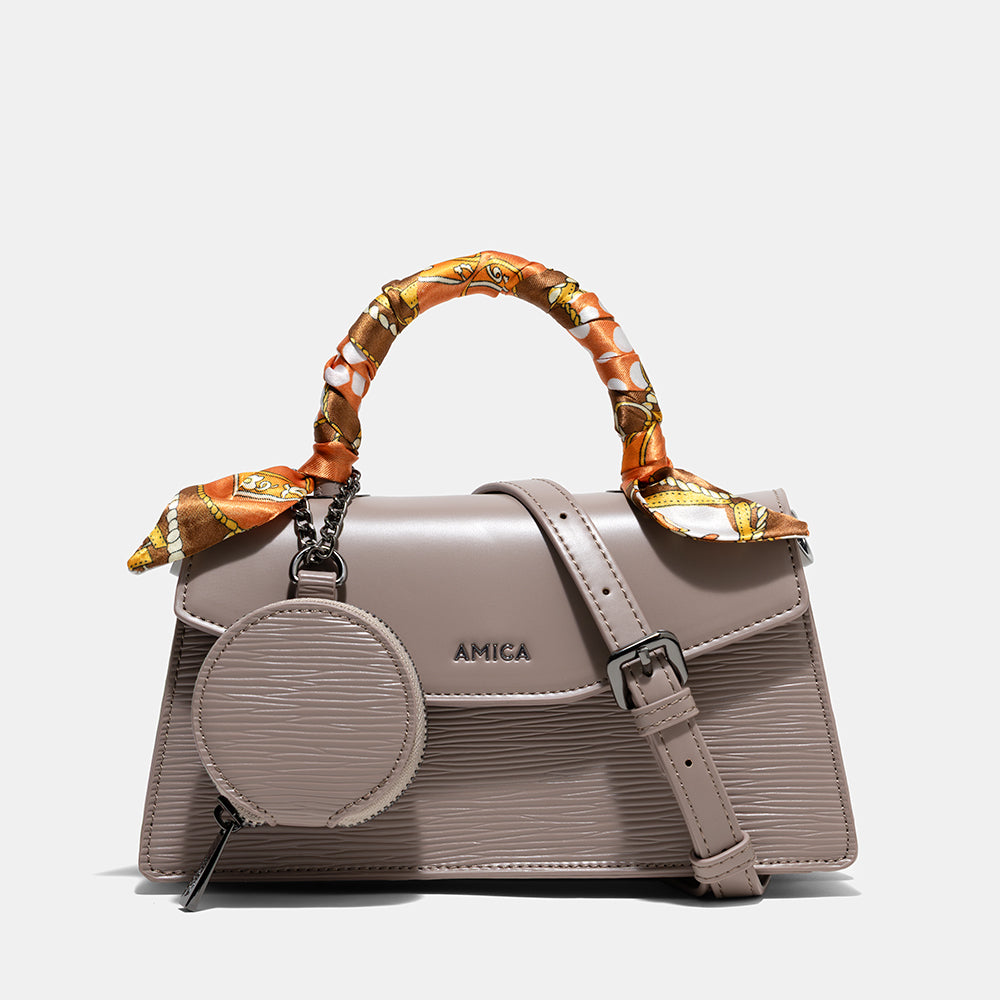 AMICA Noemi Ladies Leather Mini Crossbody Handbag - Ombre Brown