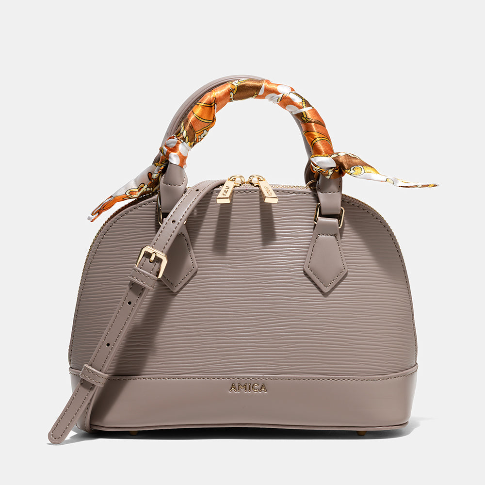 AMICA Carla Mini Dome shaped Crossbody Bag for Women - Taupe