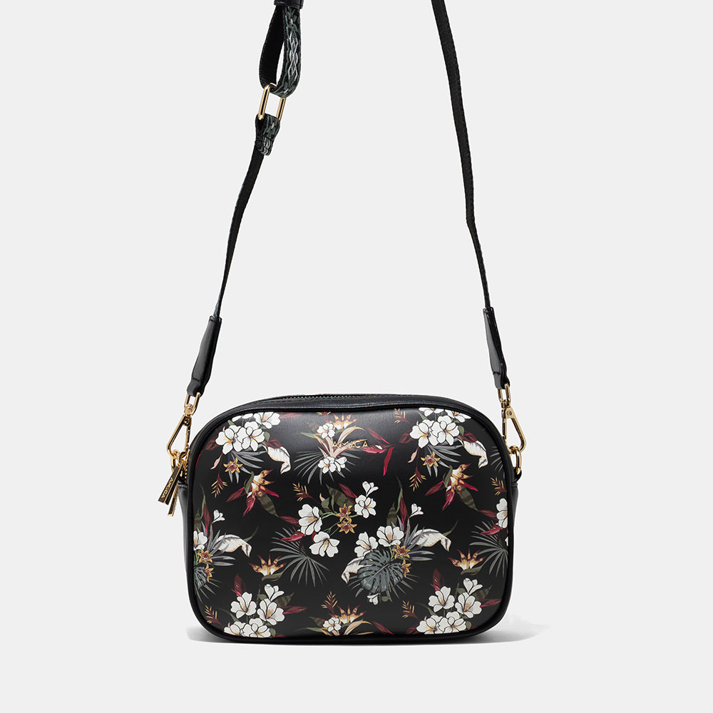 AMICA Flores Floral Crossbody Bag for Women - Black