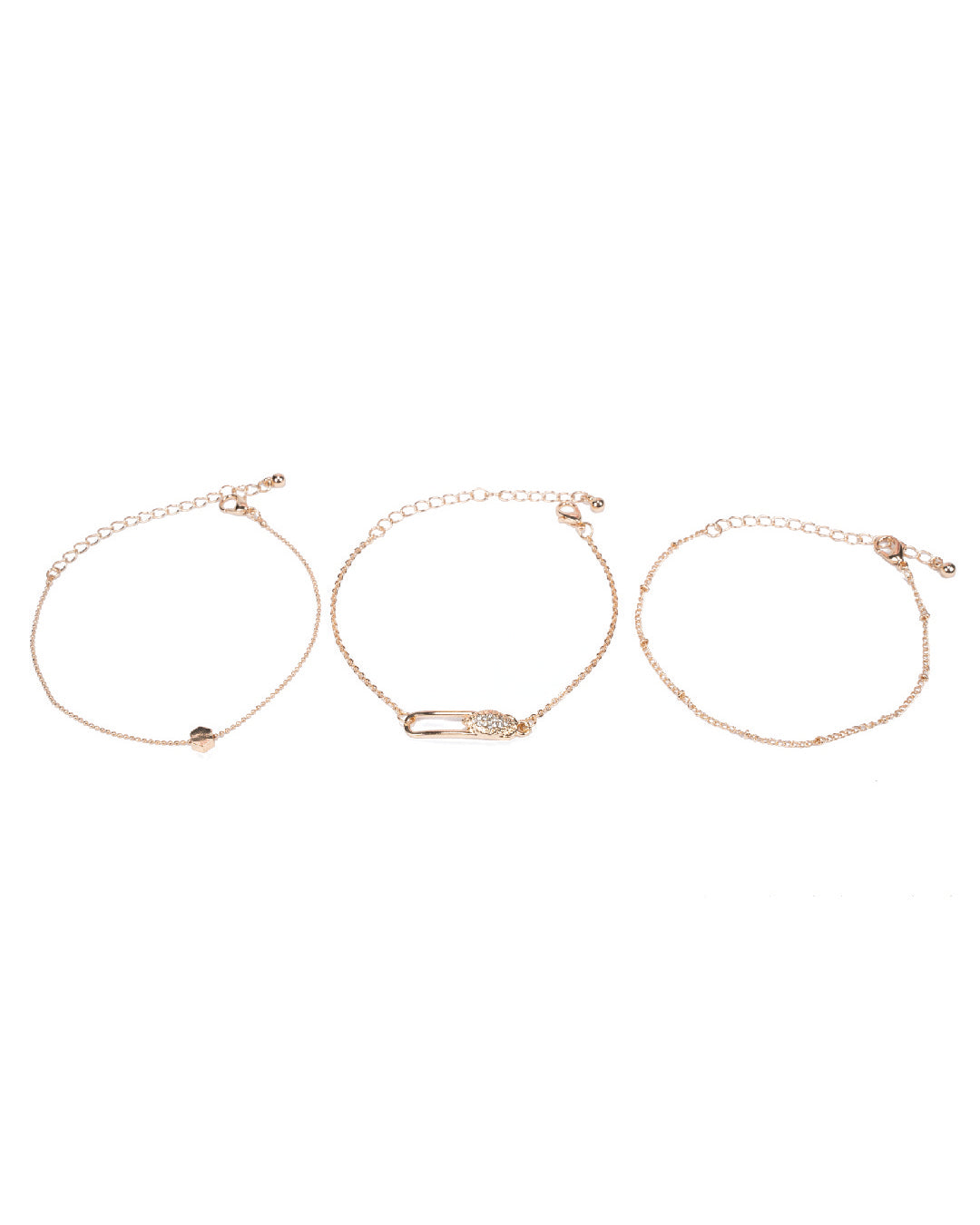 Amica Light Gold Metallic Gold-Plated Bracelet (Pack of 3)