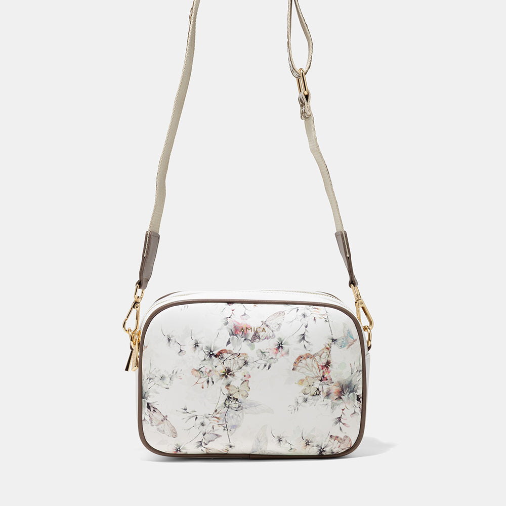 AMICA Flores Floral Crossbody Bag for Women - White