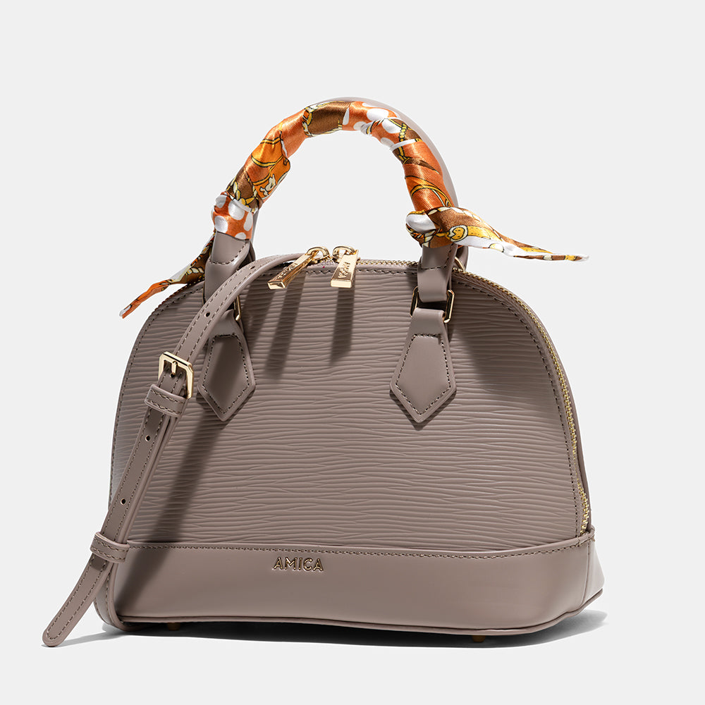AMICA Carla Mini Dome shaped Crossbody Bag for Women - Taupe