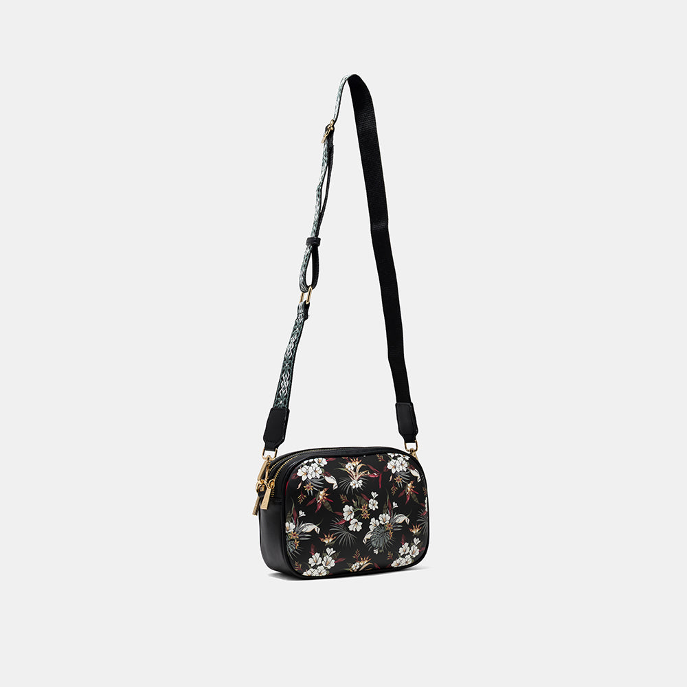 AMICA Flores Floral Crossbody Bag for Women - Black