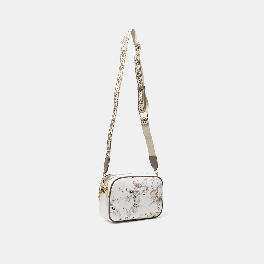 AMICA Flores Floral Crossbody Bag for Women - White