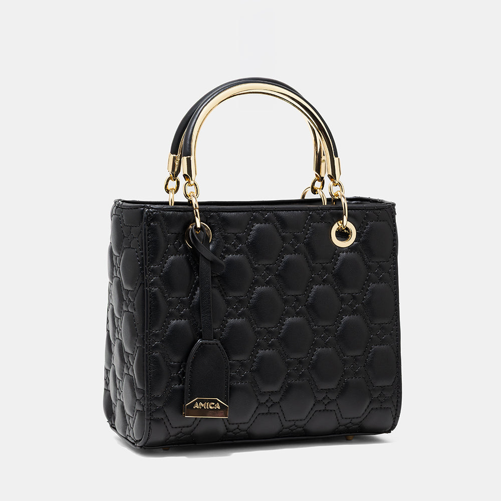 AMICA Joy Quilted Mini Crossbody Bag for Women - Black