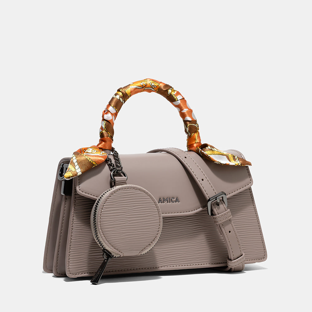 AMICA Noemi Ladies Leather Mini Crossbody Handbag - Ombre Brown