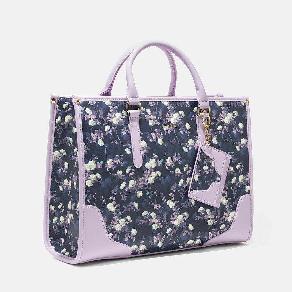 AMICA Ella Floral Tote Bag for Women - Purple
