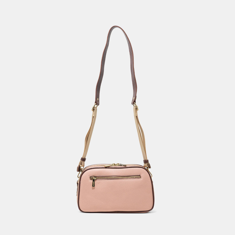 Amica Diletta 灰白色和腮紅粉色斜背包