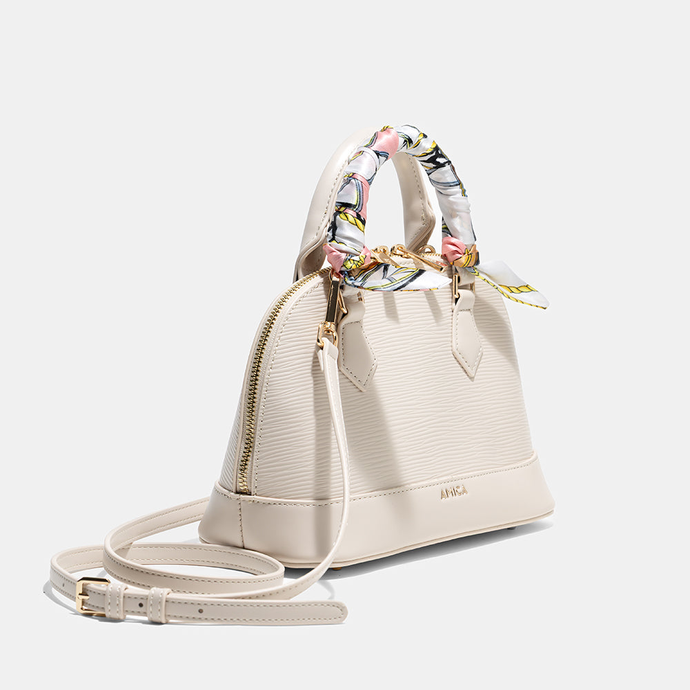 AMICA Carla Mini Dome shaped Crossbody Bag for Women - Beige