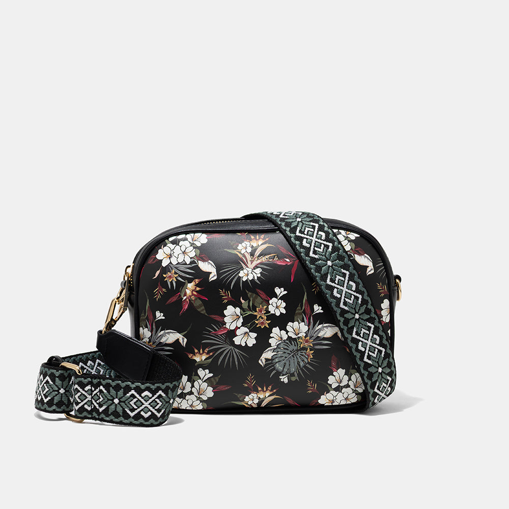 AMICA Flores Floral Crossbody Bag for Women - Black