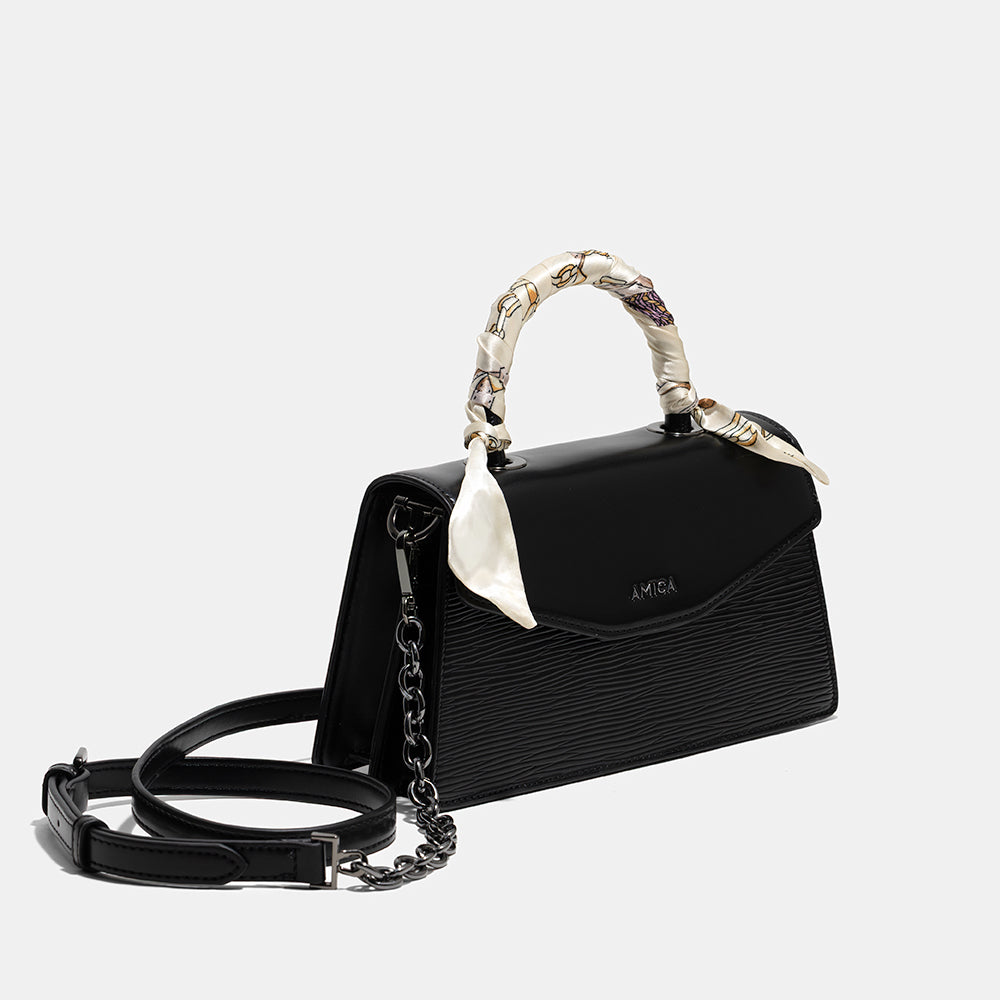 AMICA Noemi Ladies Leather Mini Crossbody Handbag - Black