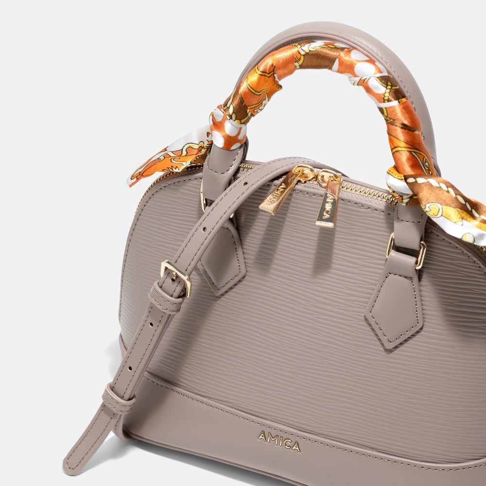 AMICA Carla Mini Dome shaped Crossbody Bag for Women - Taupe