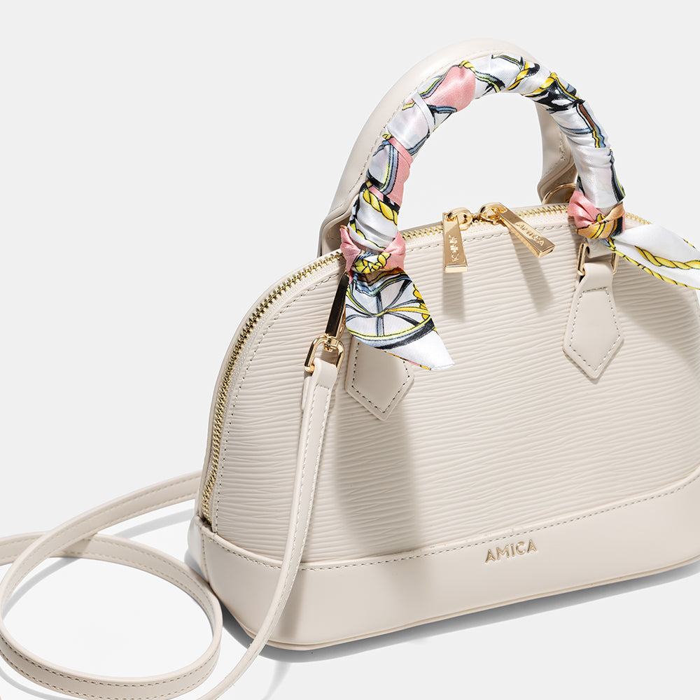 AMICA Carla Mini Dome shaped Crossbody Bag for Women - Beige