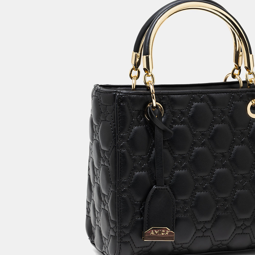 AMICA Joy Quilted Mini Crossbody Bag for Women - Black