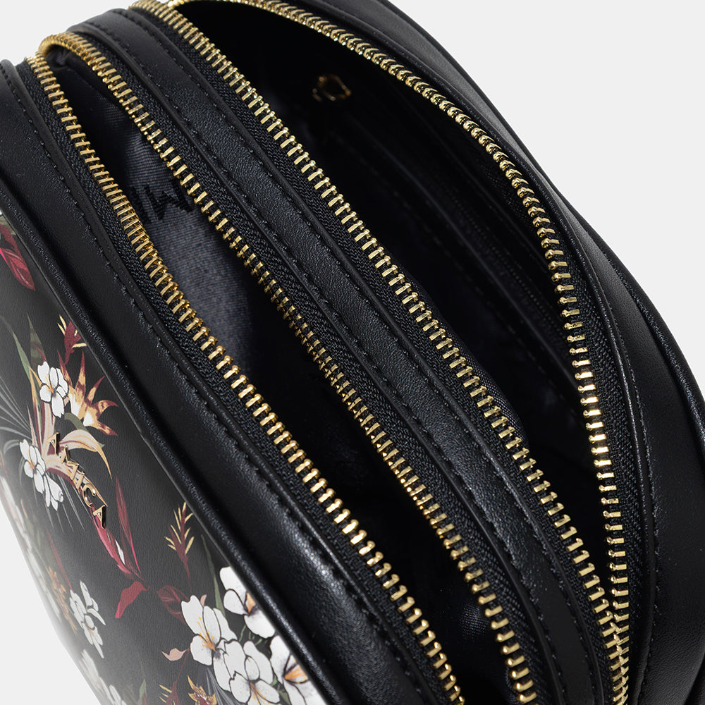 AMICA Flores Floral Crossbody Bag for Women - Black