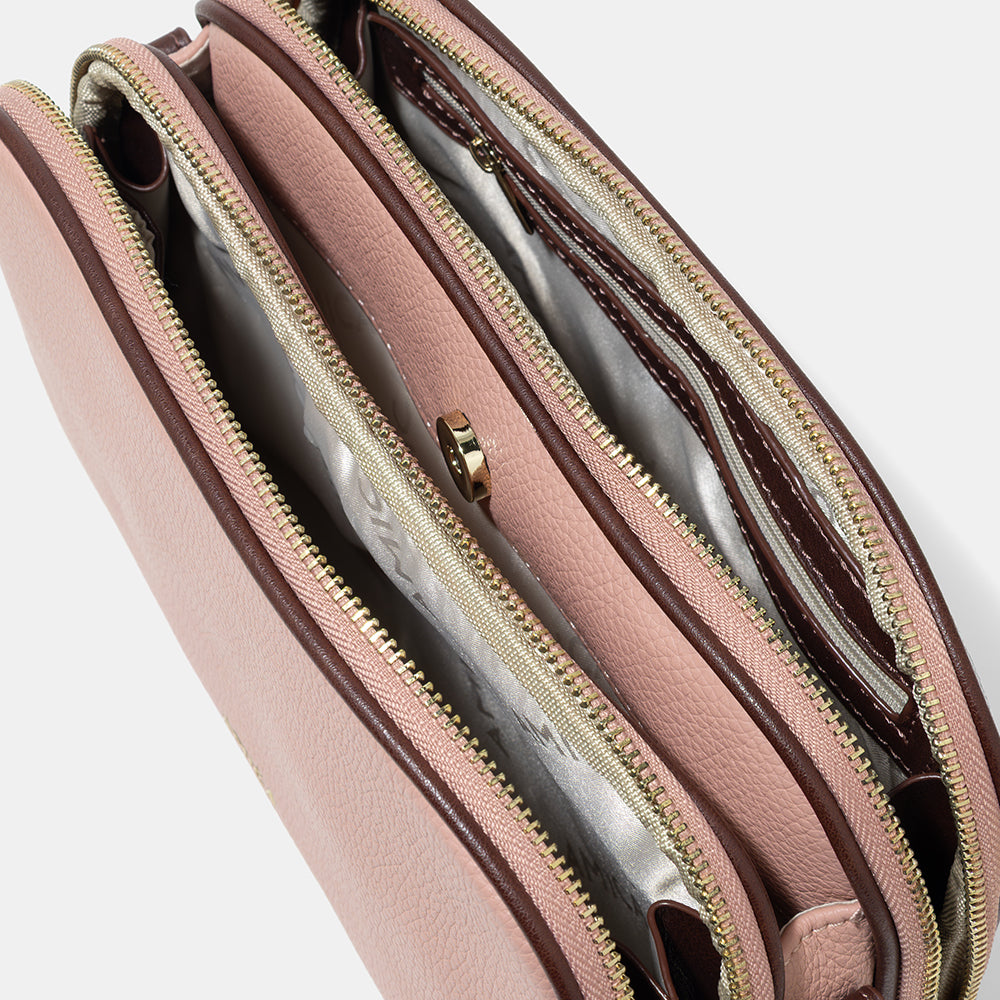 Amica Diletta 灰白色和腮紅粉色斜背包