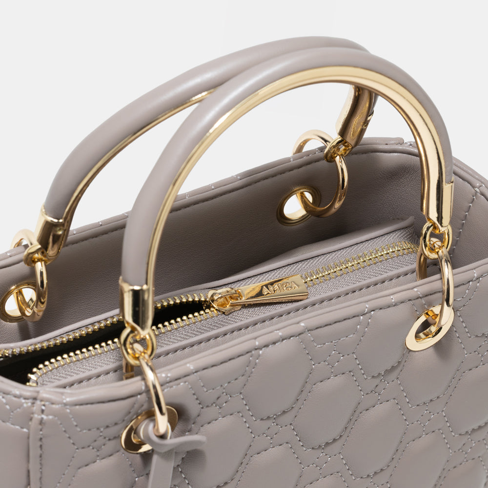 AMICA Joy Quilted Mini Crossbody Bag for Women - Stone