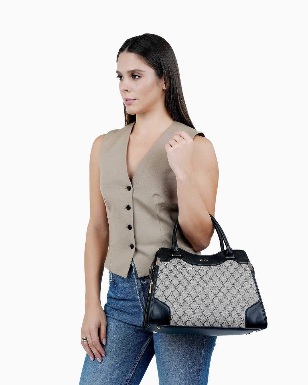 Amica Fallon Begie Floral Ladies Handbag