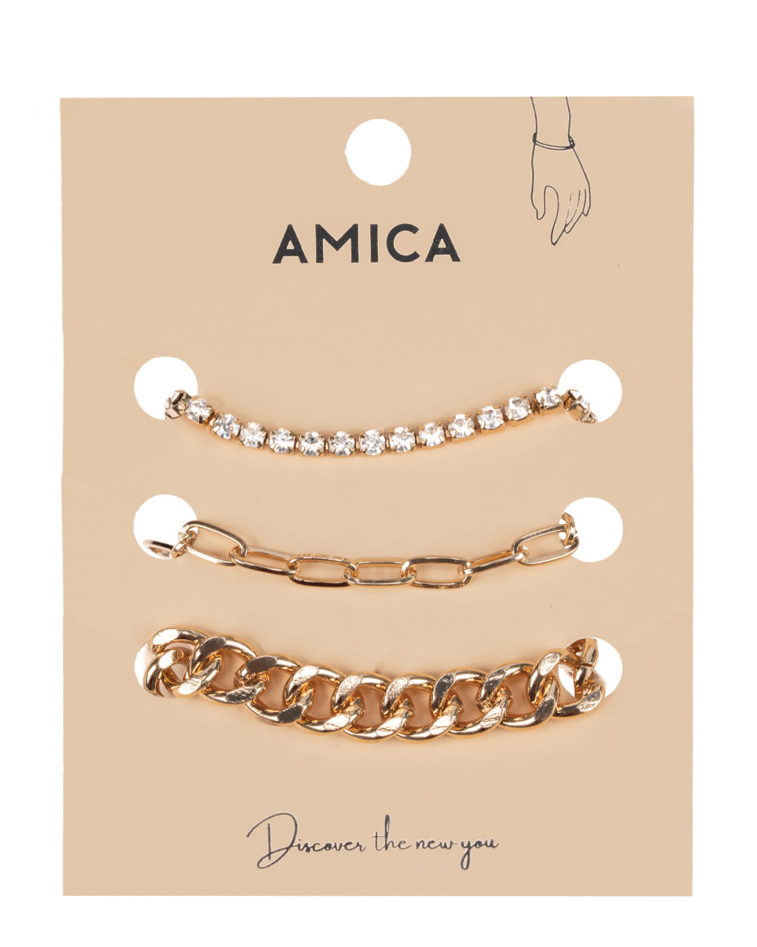 Amica Light Gold Metallic Gold-Plated Bracelet (Pack of 3)