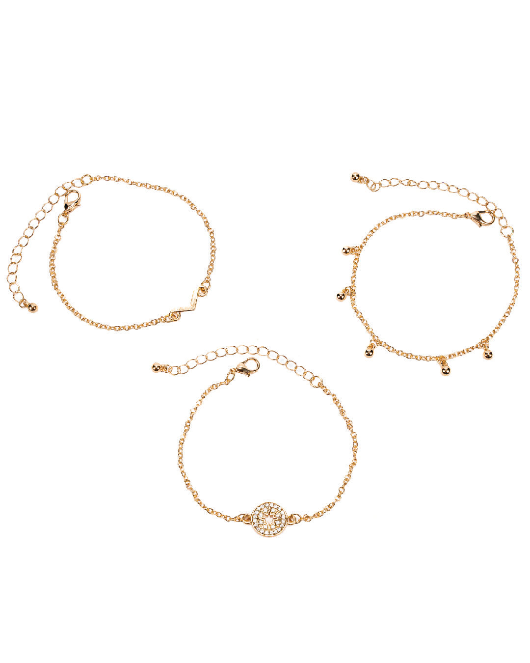 Amica Light Gold Metallic Gold-Plated Bracelet (Pack of 3)