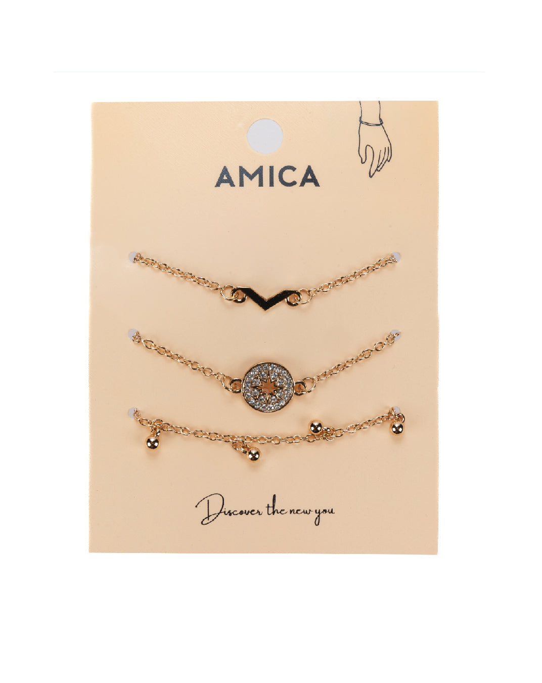 Amica Light Gold Metallic Gold-Plated Bracelet (Pack of 3)