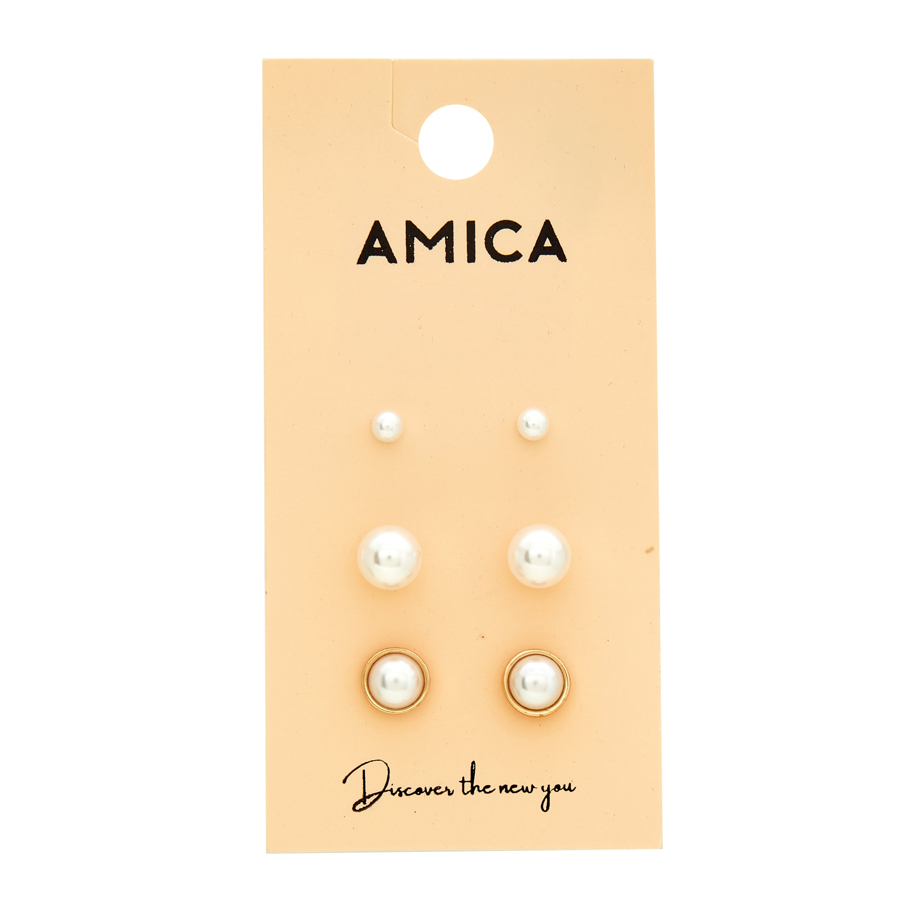 Amica Light Gold Metallic Gold-Plated Multipack Earrings set