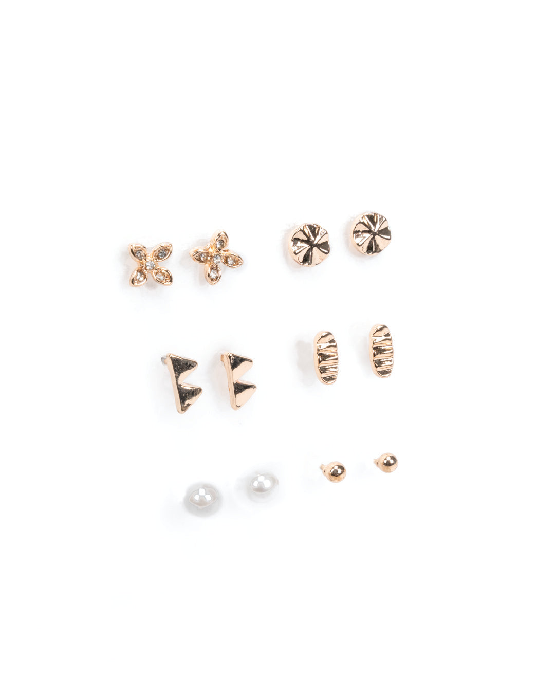 Amica Light Gold Metallic Gold-Plated Multipack Earrings set