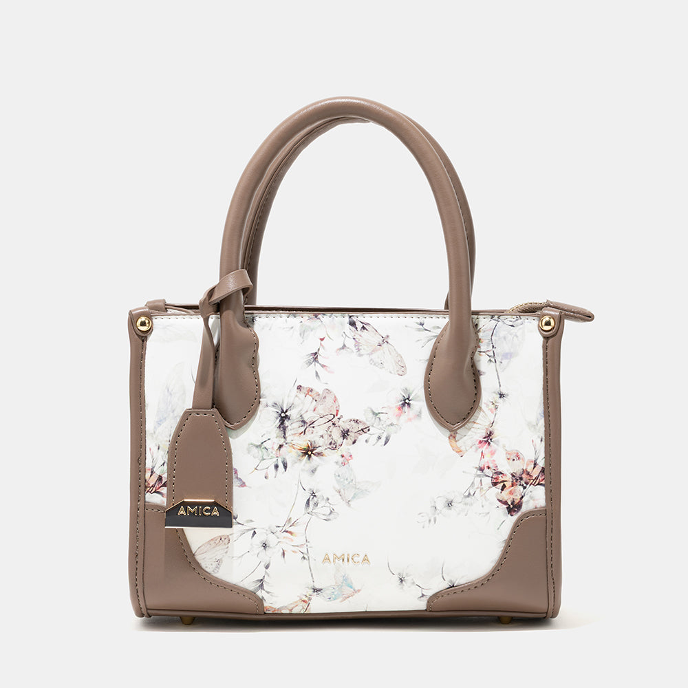 AMICA Flori Medium Tote Bag for Girls & Women - White