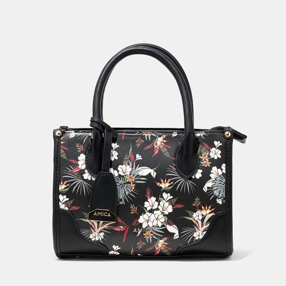AMICA Flori Medium Tote Bag for Girls & Women - Black