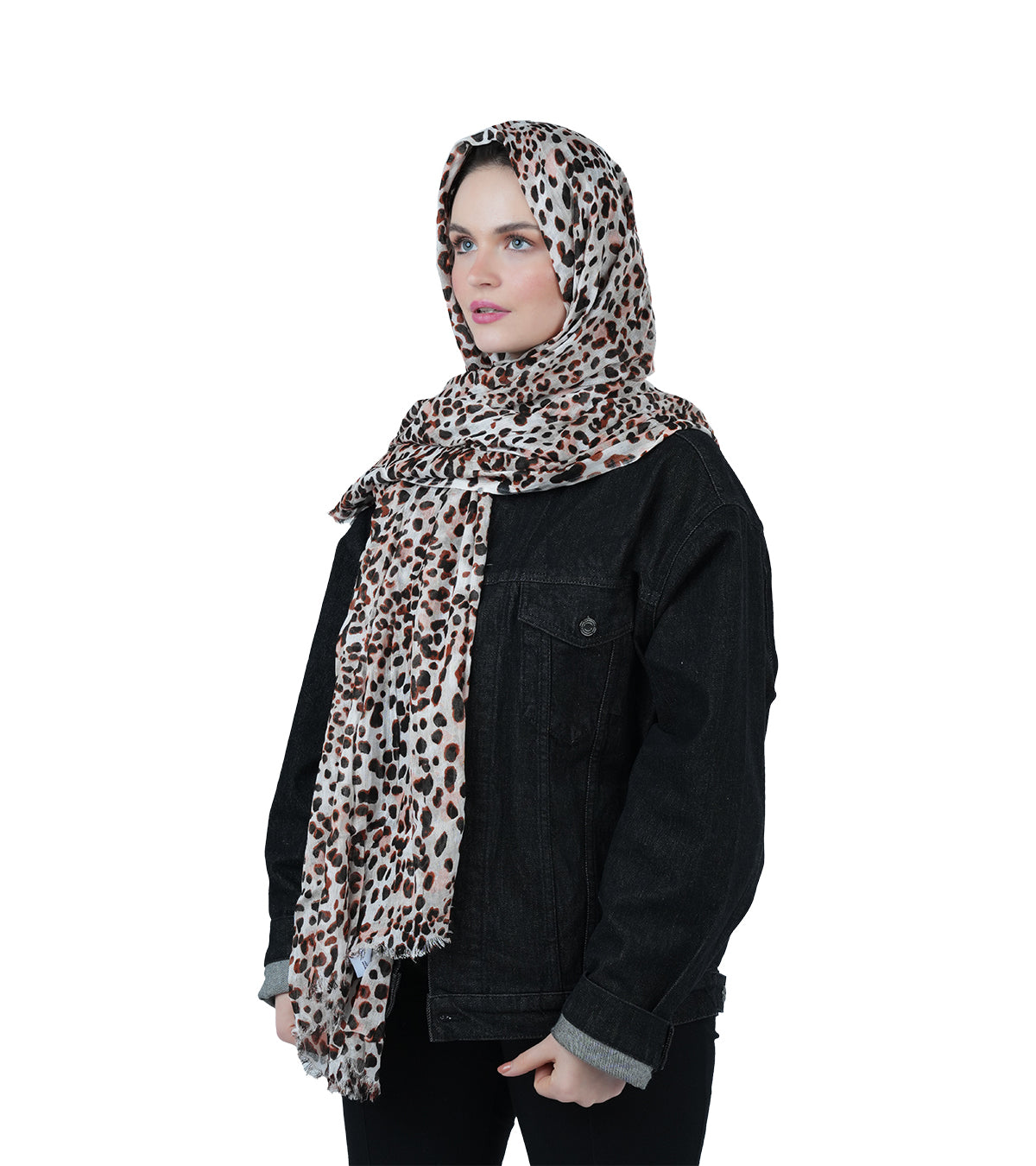 AMICA Black Leopard Print Scarf