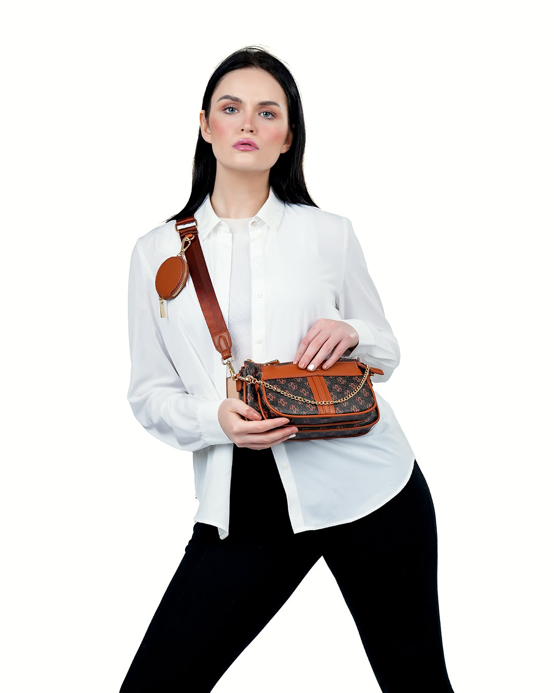 Amica Giovanna Black Ladies Crossbody Bag