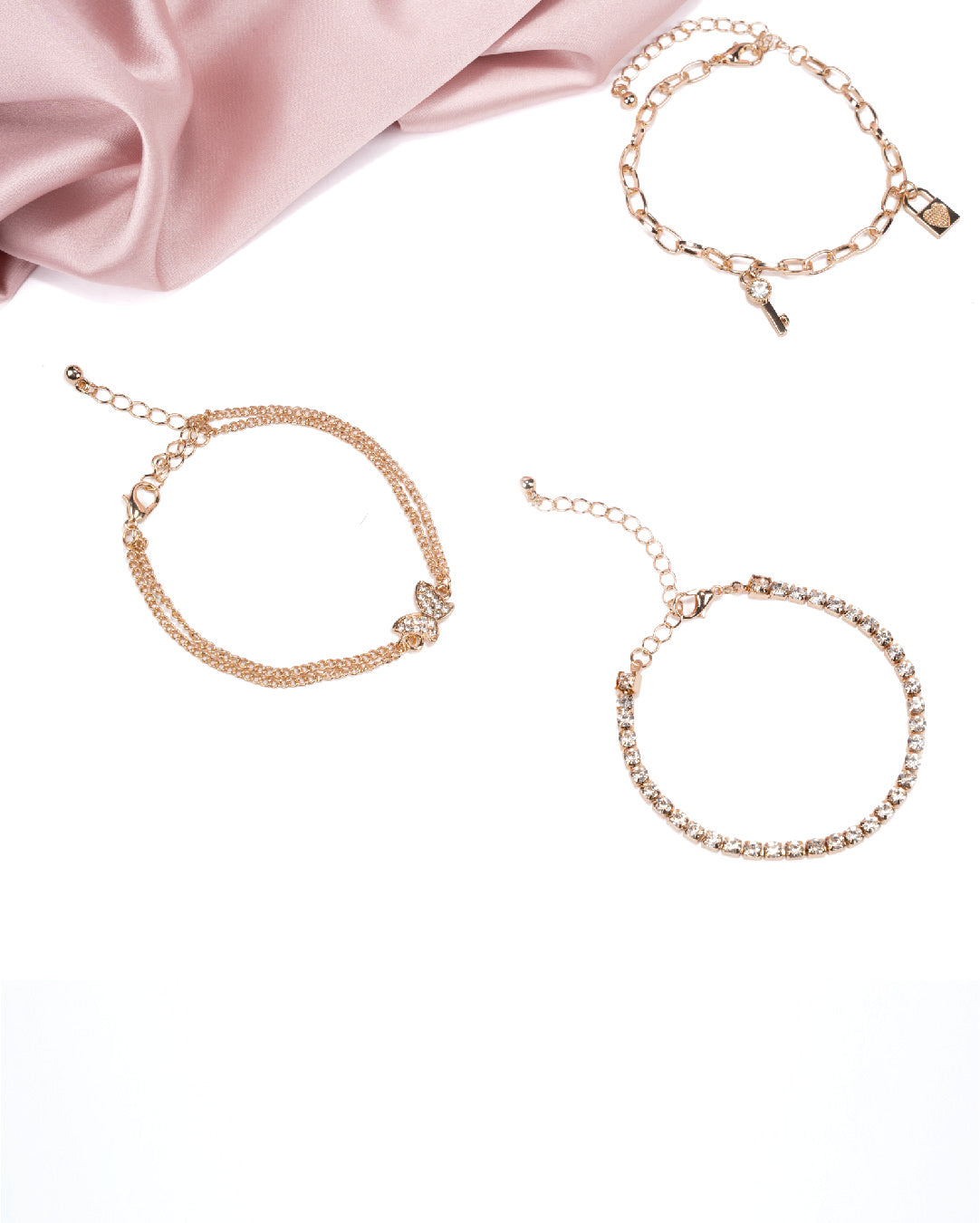 Amica Light Gold Metallic Gold-Plated Bracelet (Pack of 3)