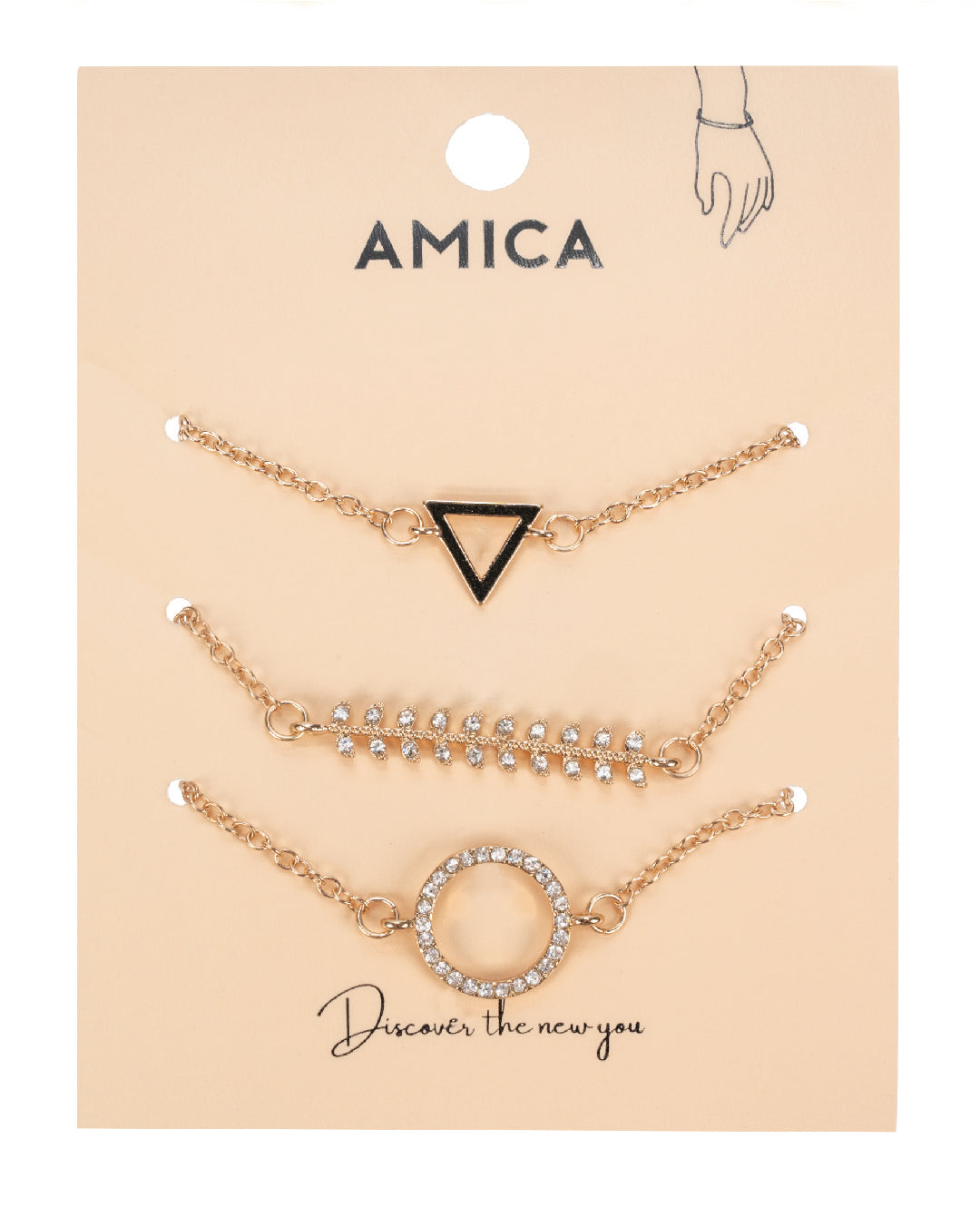 Amica Light Gold Metallic Gold Plated Bracelet - 3 sets