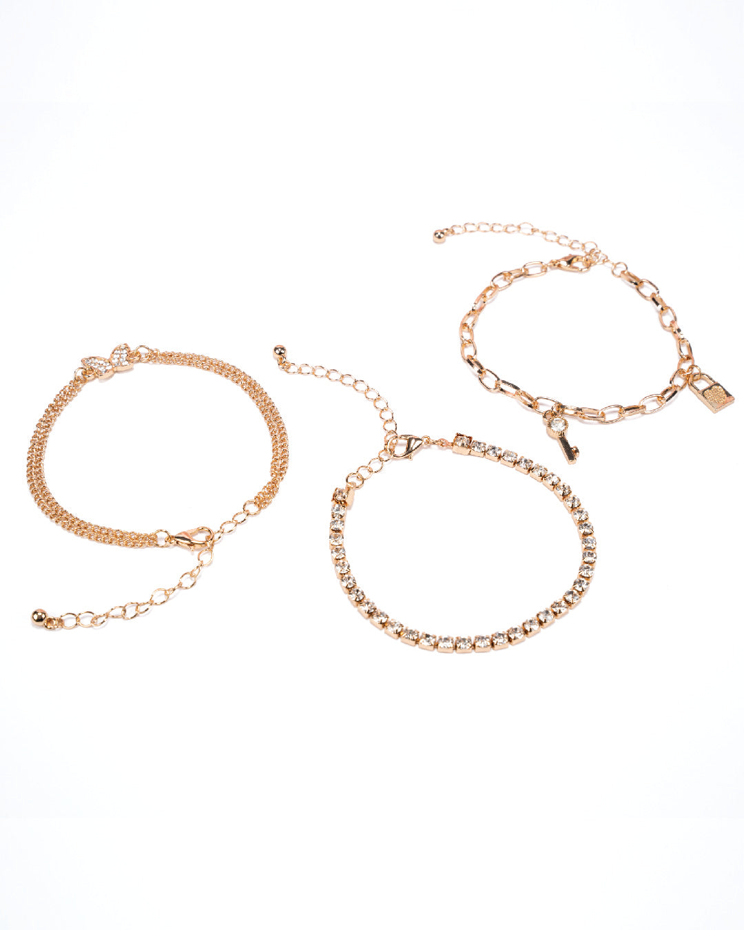 Amica Light Gold Metallic Gold-Plated Bracelet (Pack of 3)