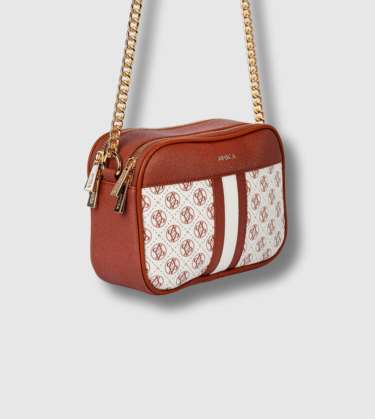 Amica Lois White/Tan Crossbody Bag