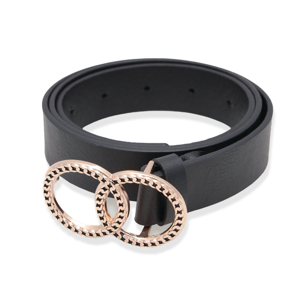 Amica Black Dual-Ring Buckle Ladies Belt