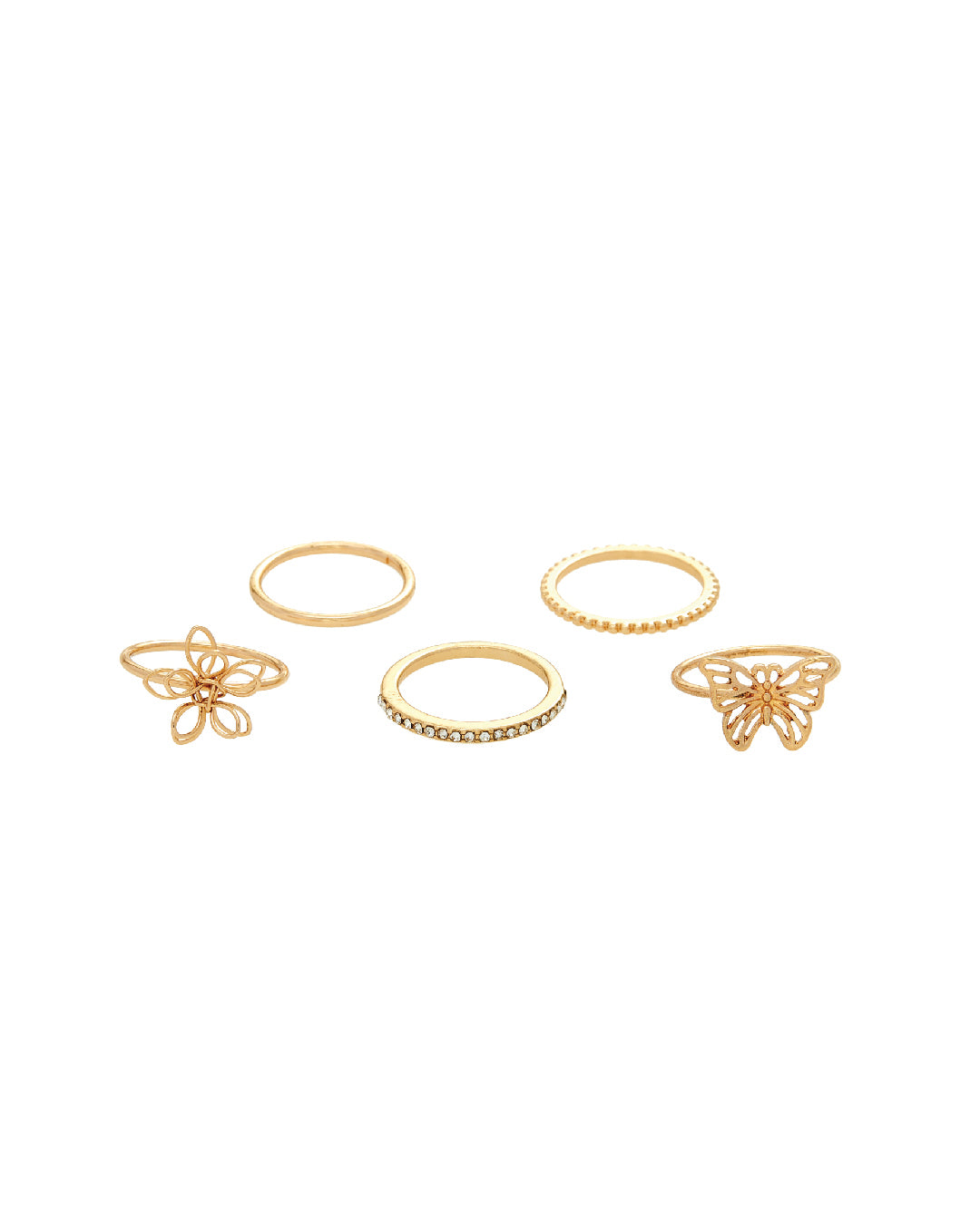 Amica Light Gold Metallic Gold Plated Multipack Ring Set