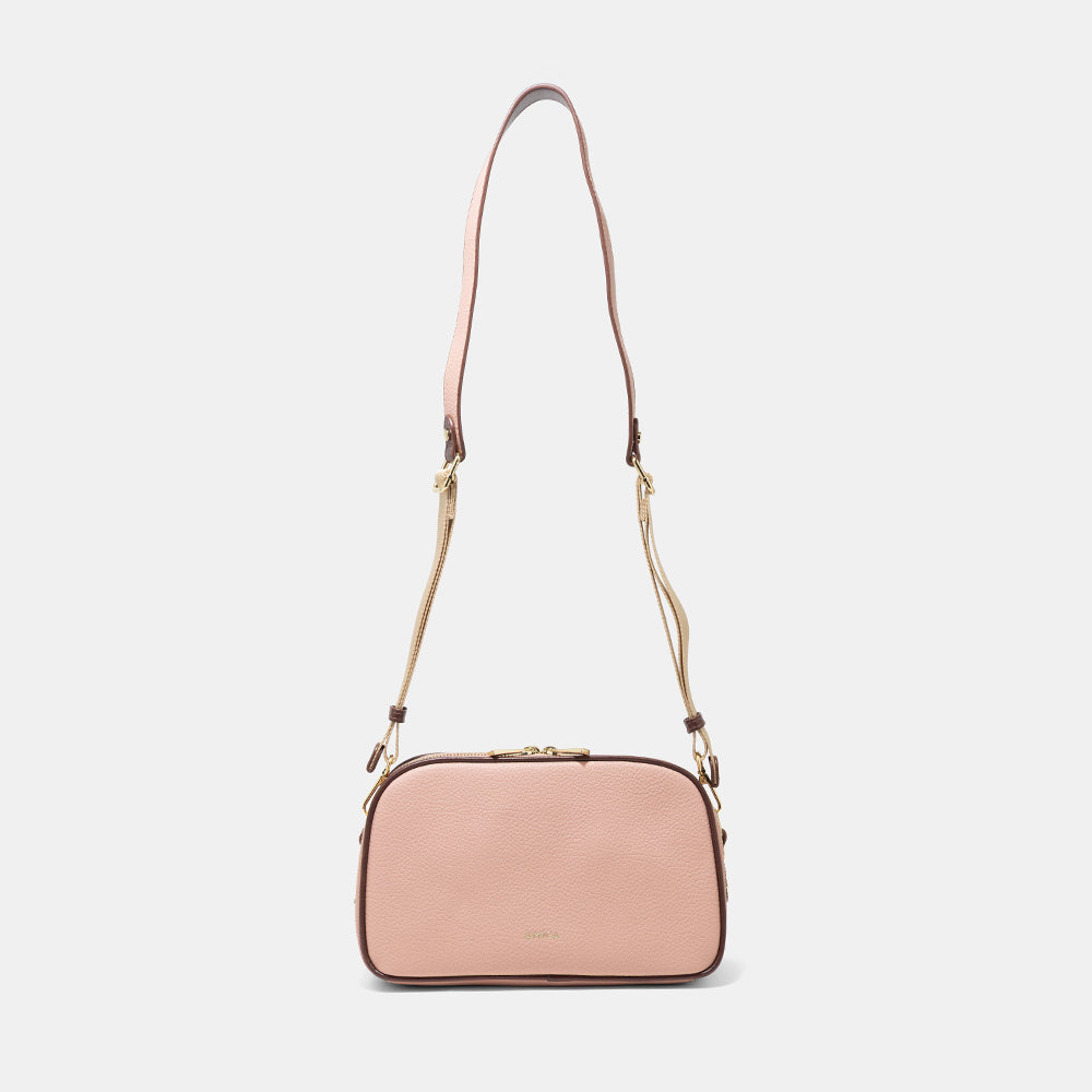 Amica Diletta 灰白色和腮紅粉色斜背包