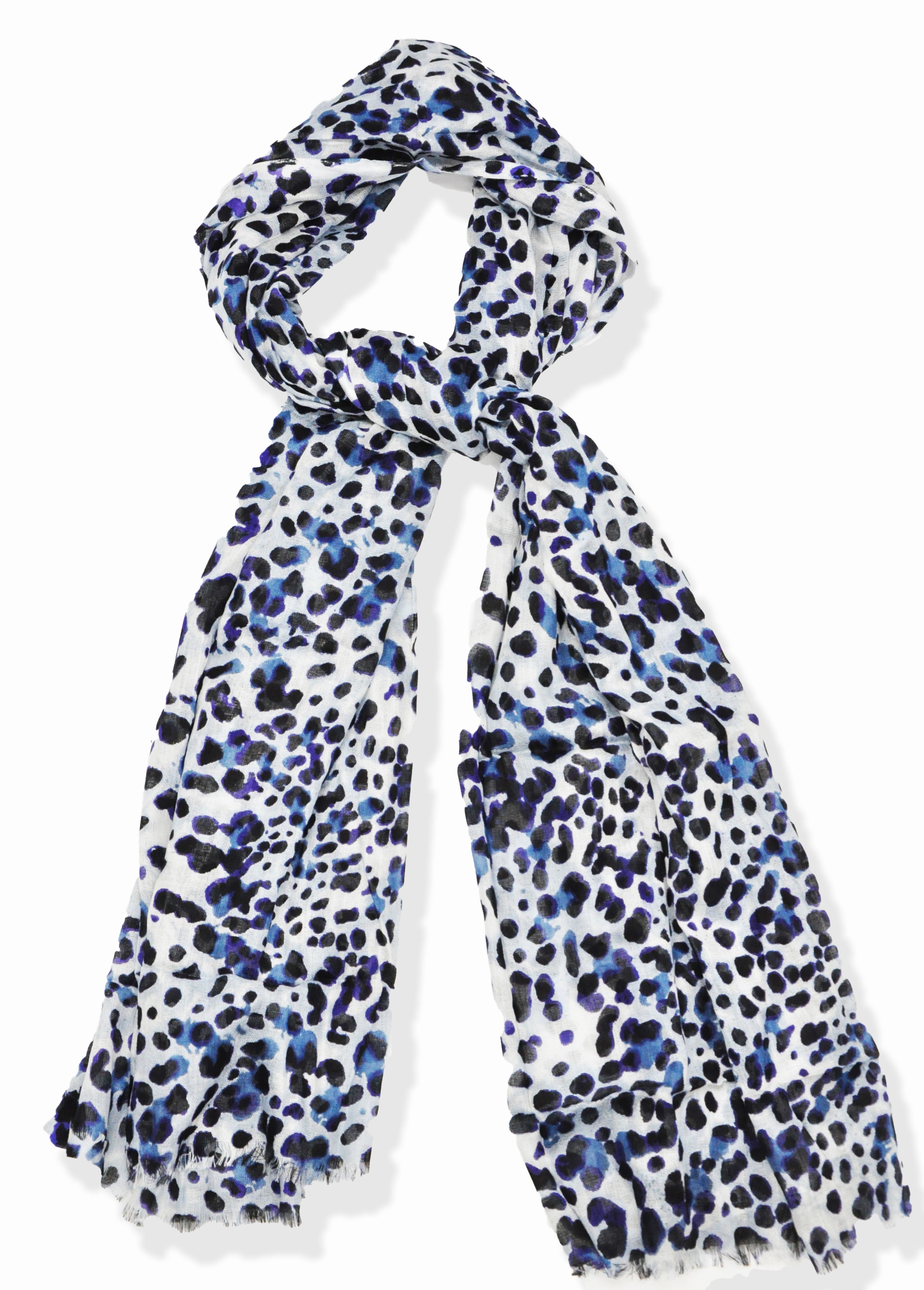 AMICA Blue Leopard Print Scarf