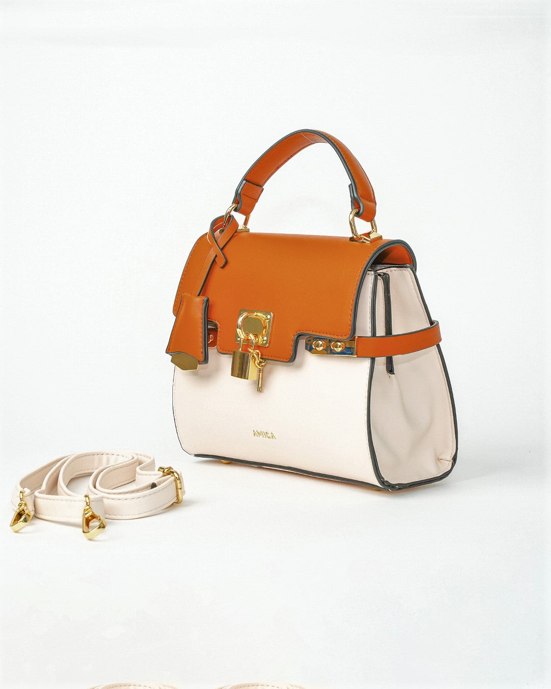 Amica Paola White/Tan Mini Bag