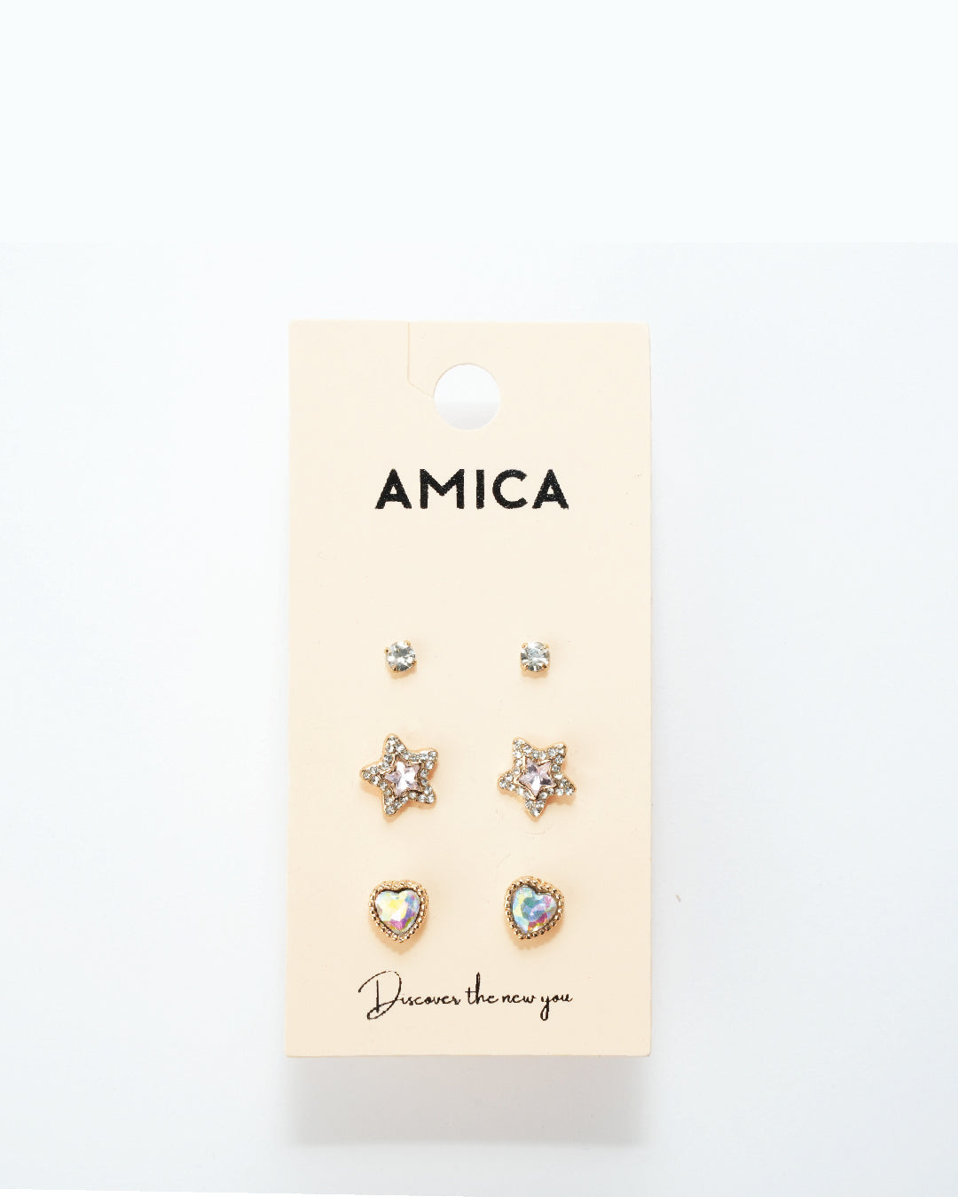 Amica Light Gold Metallic Gold-Plated Multipack Earrings set