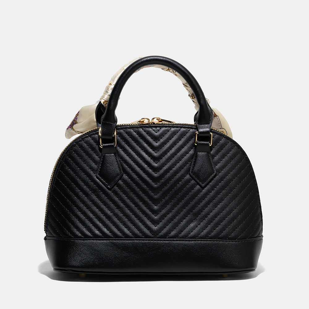 AMICA Junes Ladies Vegan Leather Dome Shaped Mini Crossbody Bag - Black