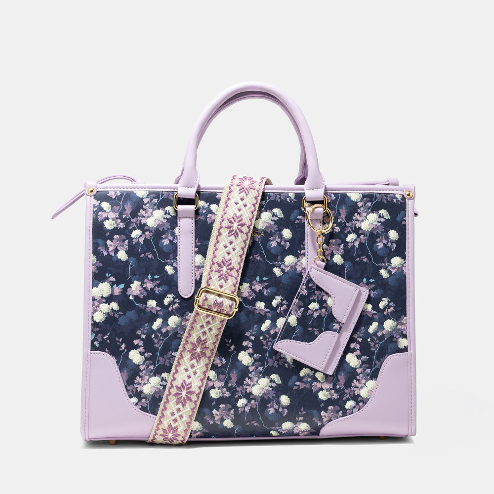 AMICA Ella Floral Tote Bag for Women - Purple