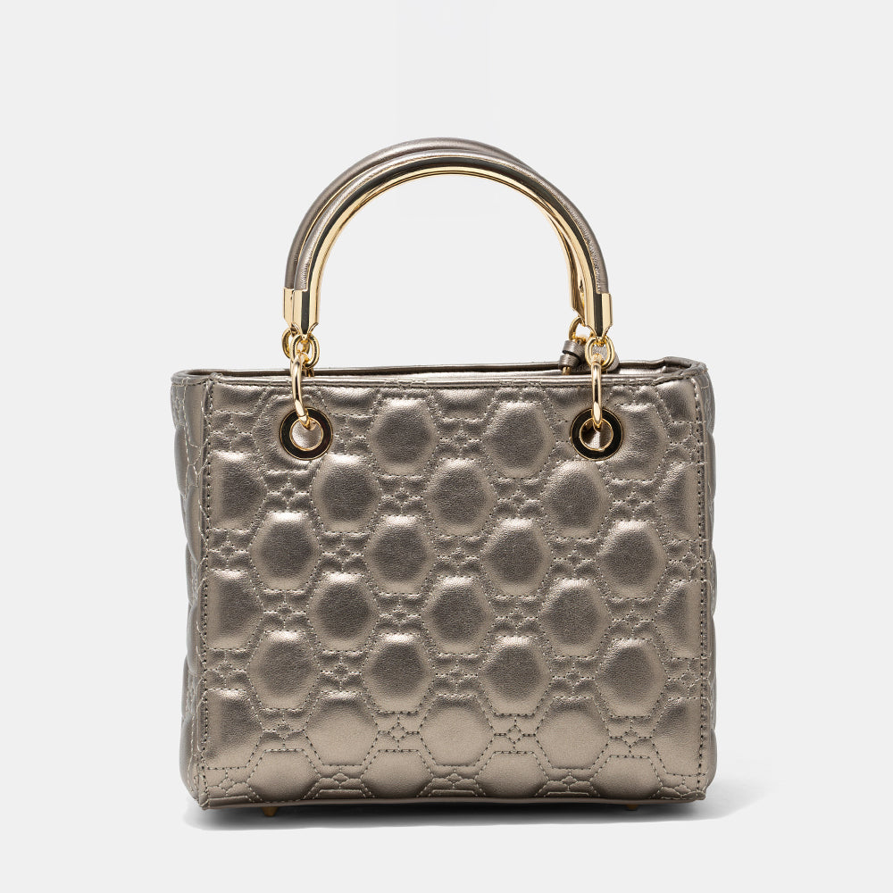AMICA Joy Quilted Mini Crossbody Bag for Women - Pweter