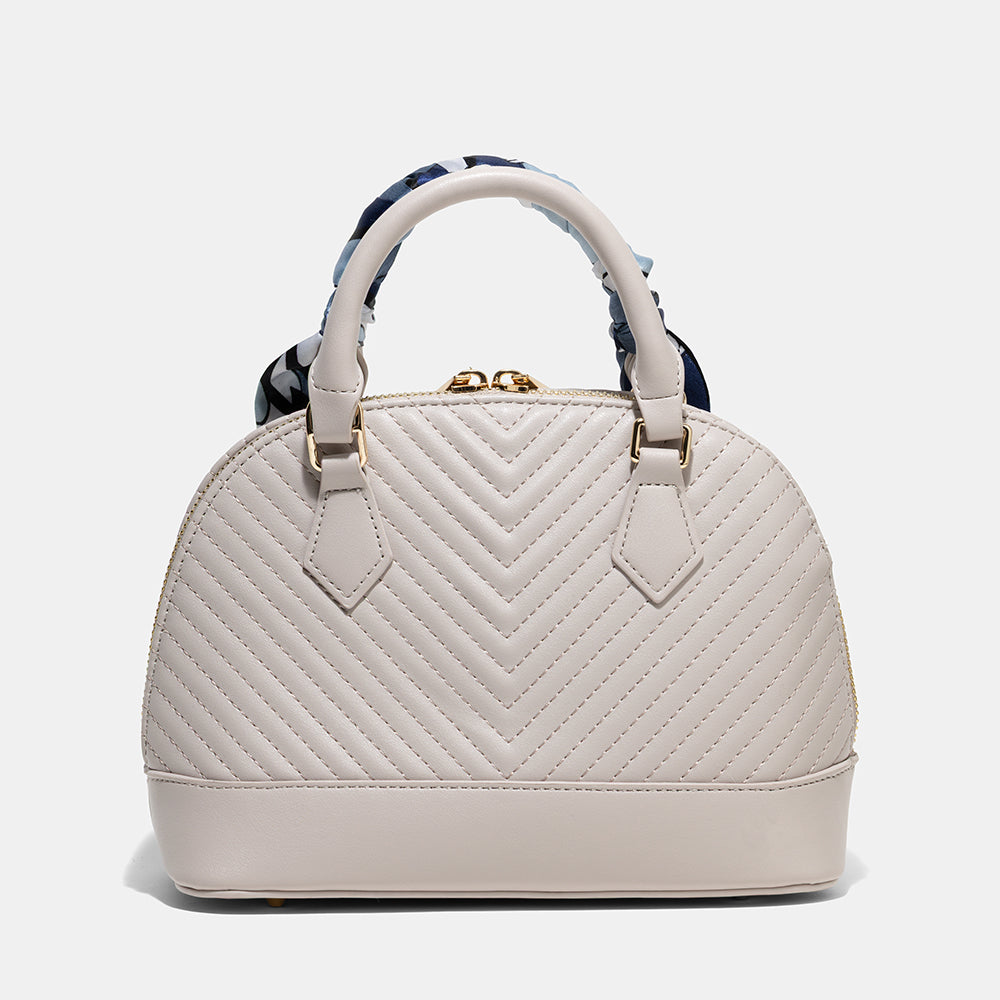 AMICA Junes Ladies Vegan Leather Dome Shaped Mini Crossbody Bag - Stone