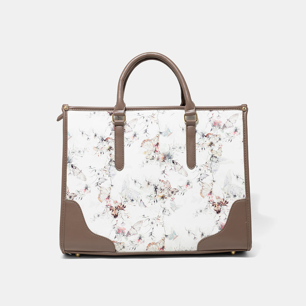 AMICA Ella Floral Tote Bag for Women - White