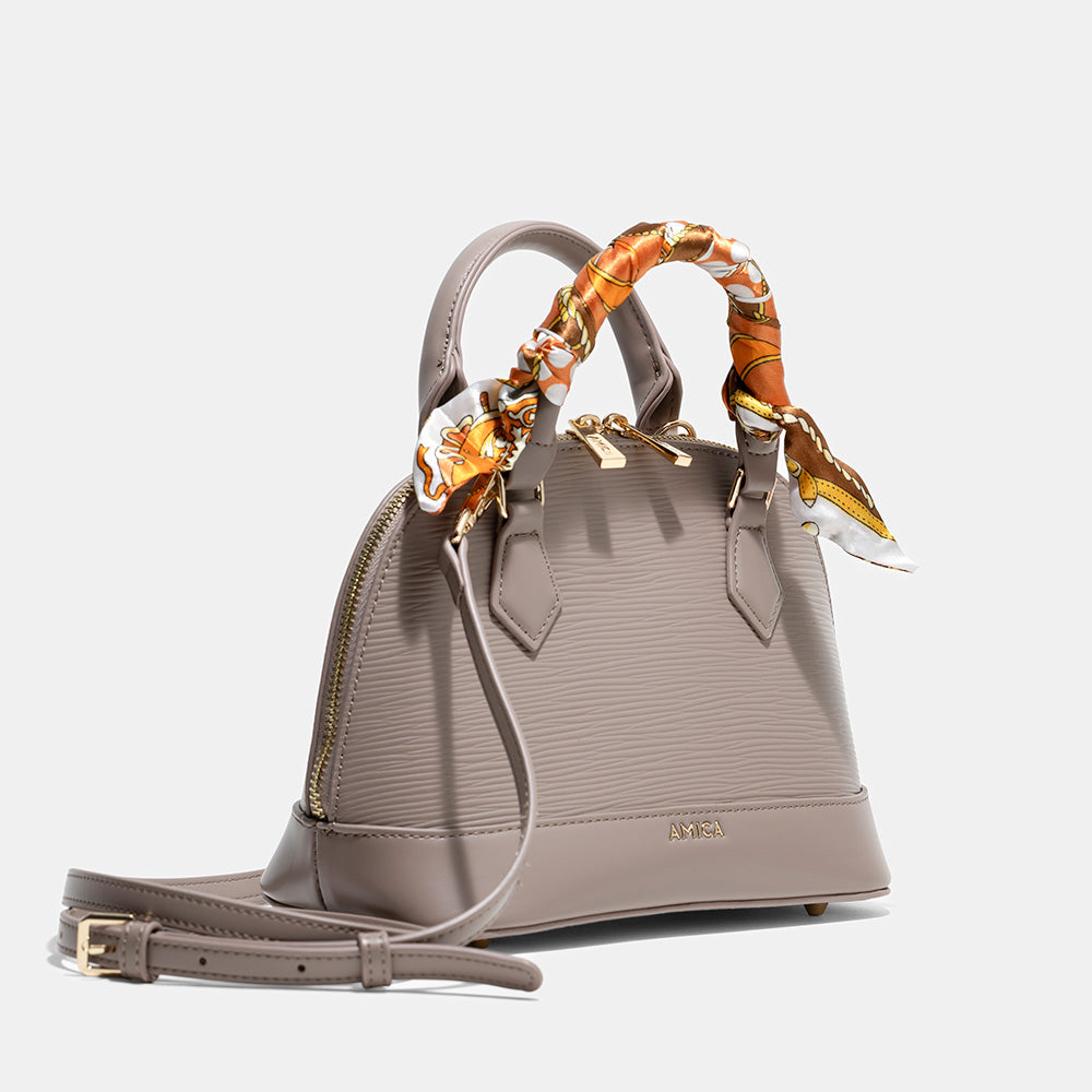 AMICA Carla Mini Dome shaped Crossbody Bag for Women - Taupe
