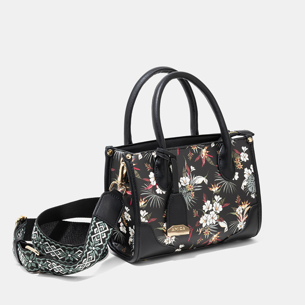 AMICA Flori Medium Tote Bag for Girls & Women - Black