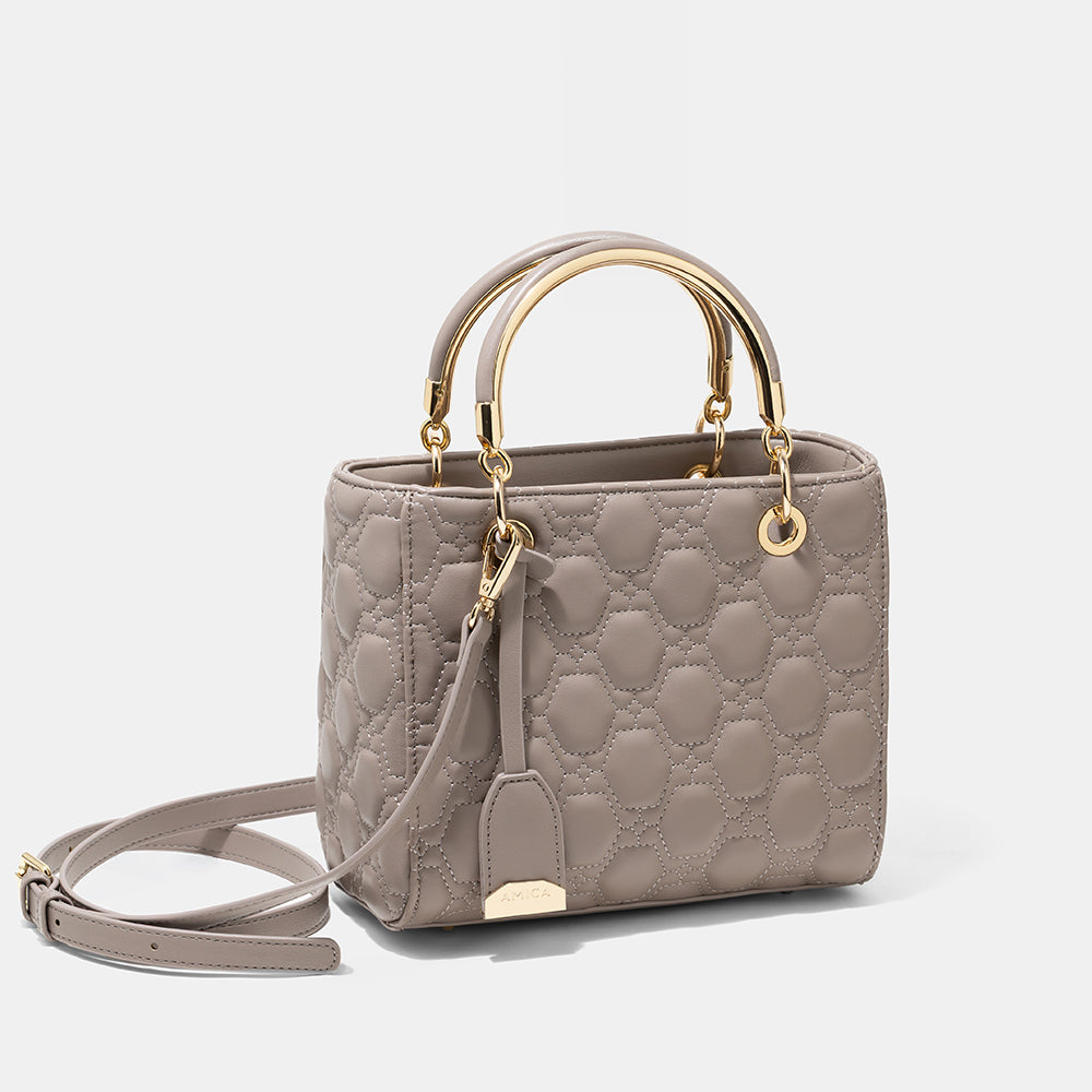AMICA Joy Quilted Mini Crossbody Bag for Women - Stone